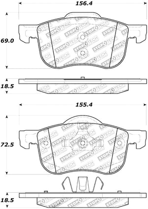 Stoptech 308.0794 Street Touring 01-09 Volvo S60 / 99-06 S80 / 01-07 V70/V70R Front Brake Pads