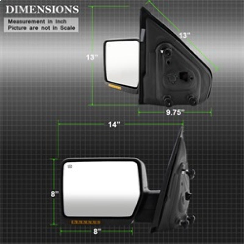 9935312 Xtune fits Ford 04-06 F150 Power Heated Amber LED Signal OE Mirror Lef