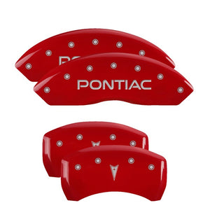 MGP 18030SPONRD 4 Caliper Covers Engraved Front fits Pontiac Rear Arrow Red Fini