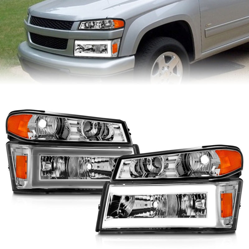 ANZO 111559 GM Colorado/Canyon/I-Series Crystal Headlights - w/ Light Bar Chrome Housing 4pcs