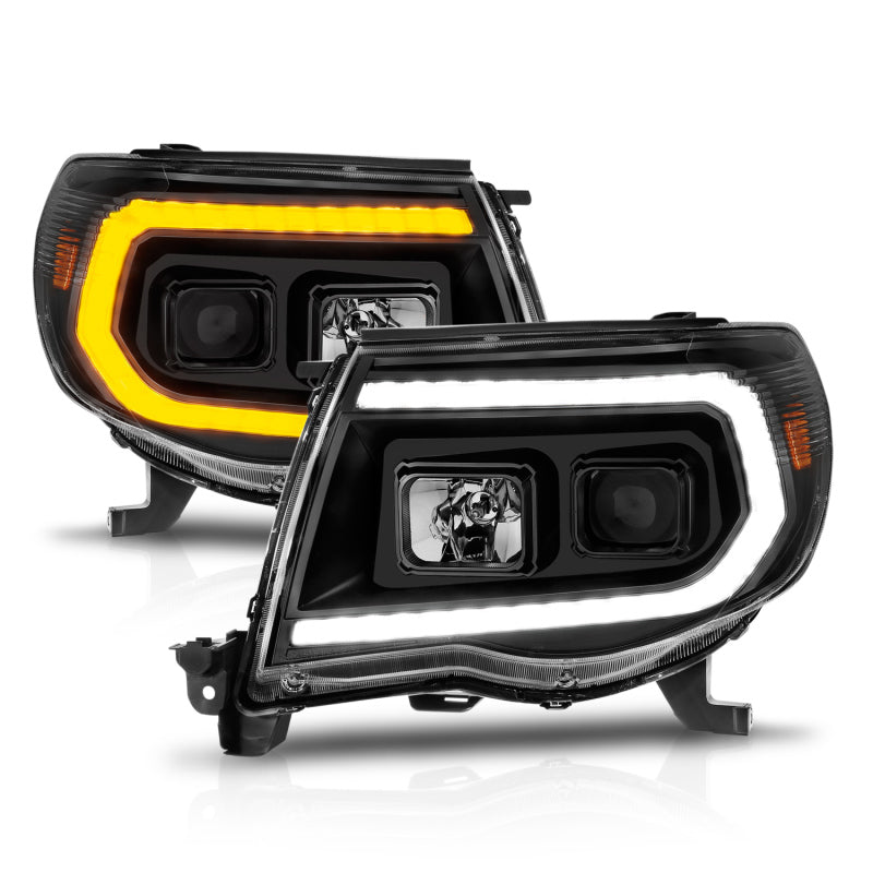 ANZO 111564 fits Toyota 05-11 Tacoma Projector Headlights w/Light Bar Switchback Black Housing