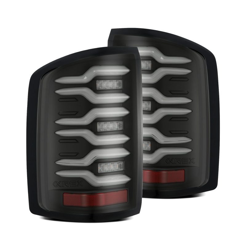 AlphaRex 630040 fits GMC 14-18 Sierra 1500/2500HD/3500HD LUXX-Series LED Tail Lights Blk w/Actv Light & Seq. Sig