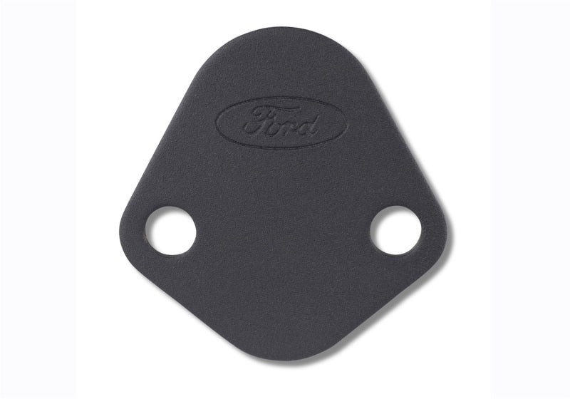 fits Ford 302-291 Racing Fuel Pump Block Off Plate - Black Crinkle Finish w/ fits Ford Oval