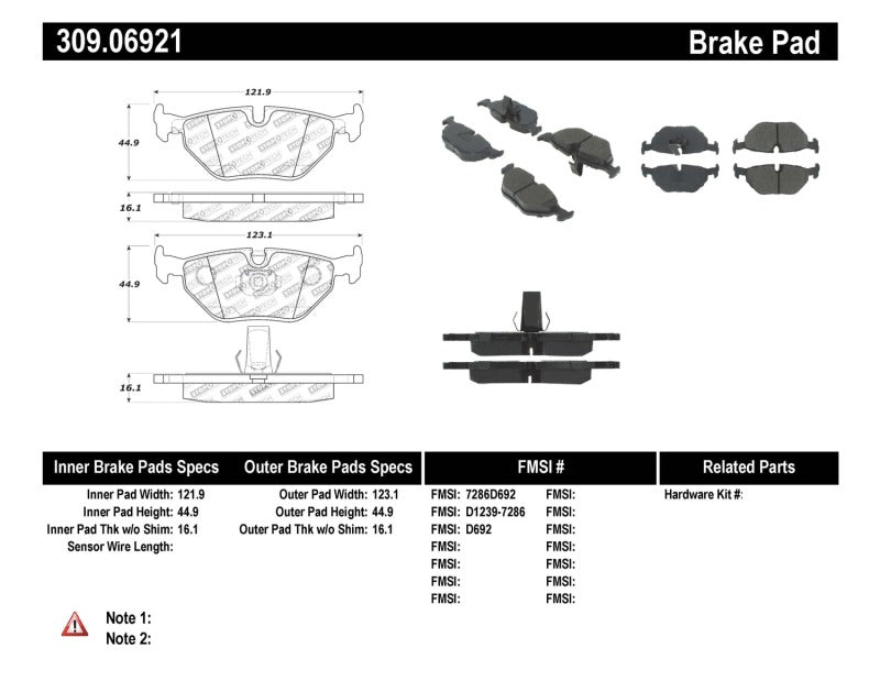 Stoptech 309.06921 Performance Brake Pads