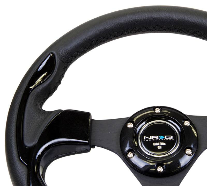 NRG RST-001BK Reinforced Steering Wheel (320mm) Blk w/Gloss Black Trim