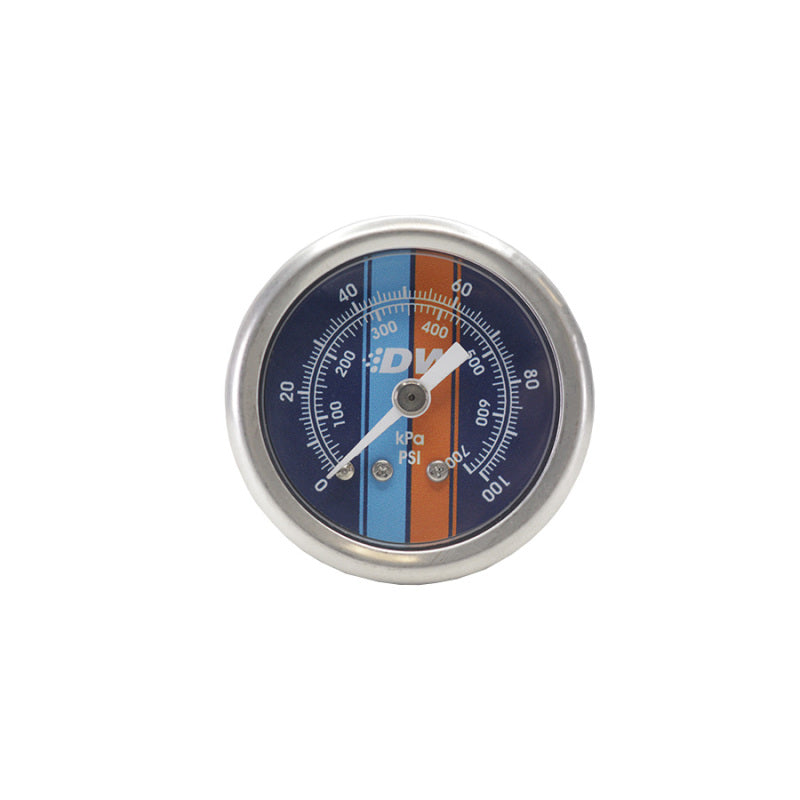 DeatschWerks 6-01-G2 0-100 PSI 1/8in NPT Mechanical Fuel Pressure Gauge Brushed Housing Blue Face