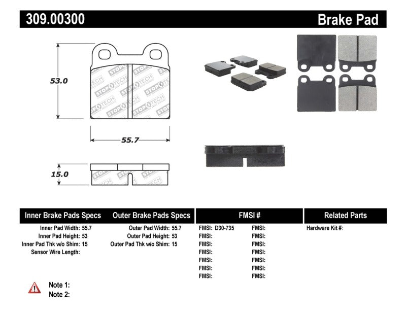 Stoptech 309.003 Performance Brake Pads