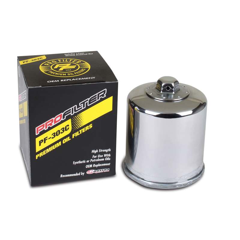 ProFilter PF-303C fits Honda/Kawasaki/Polaris/Yamaha Spin-On Chrome Various Performance Oil Filter