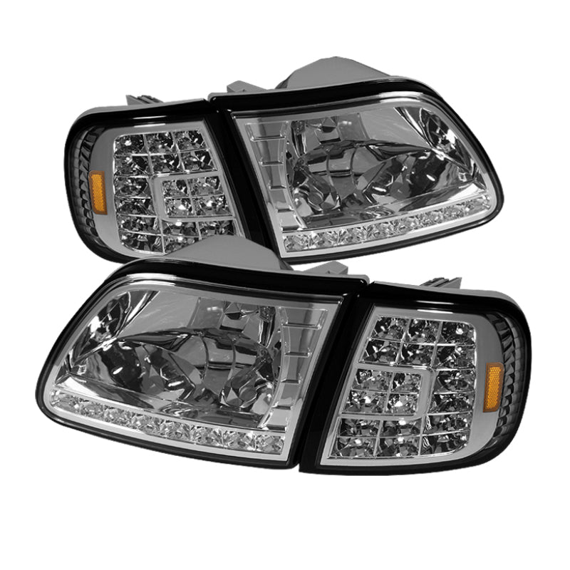 5014191 Xtune fits Ford 97-03 F150 Crystal Headlights w/ Clear LED Corners Chr