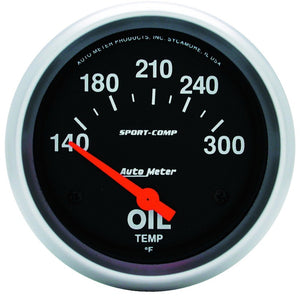 AutoMeter 3543 Autometer Sport-Comp 2 5/8in 140-300 Deg F Short Sweep Electronic Oil Temperature Gauge