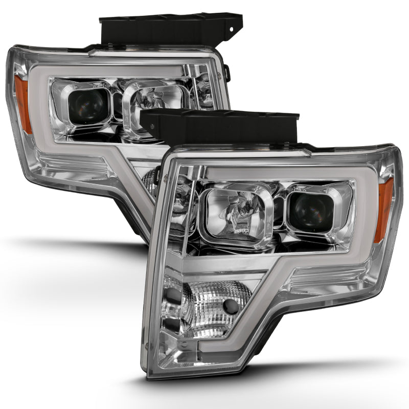 ANZO 111444 2014 fits Ford 09-20 F-150 Projector Headlight Plank Style Chrome Amber