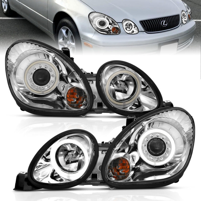 ANZO 121143 1905 fits Lexus 98-20 Gs300 Projector Headlights w/ Halo Chrome