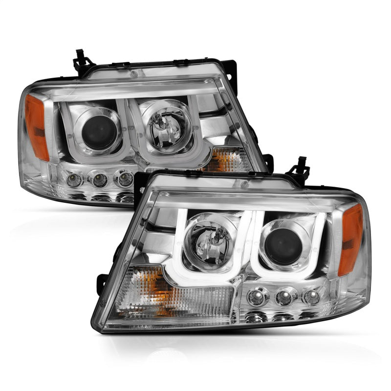 ANZO 111287 2008 fits Ford 04-20 F-150 Projector Headlights w/ U-Bar Chrome