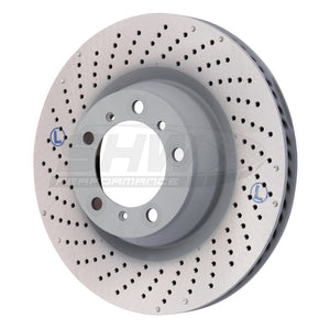 SHW Performance PRL39977 SHW 07-13 fits Porsche 911 Turbo 3.8L w/o Ceramics Left Rear Drilled-Dimpled MB Brake Rotor (99735240502)
