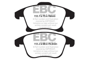 EBC UD1653 13+ fits Ford Fusion 1.6 Turbo Ultimax2 Front Brake Pads