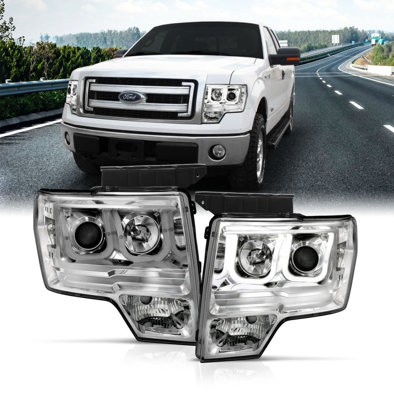 ANZO 111264 2014 fits Ford 09-20 F-150 Projector Headlights w/ U-Bar Chrome