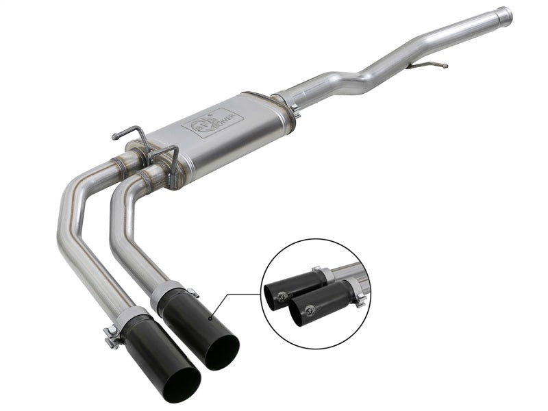 AFE 49-44098-B Series 3in to 2.5in 409 SS Cat-Back Exhaust w/ Black Tips 09-18
