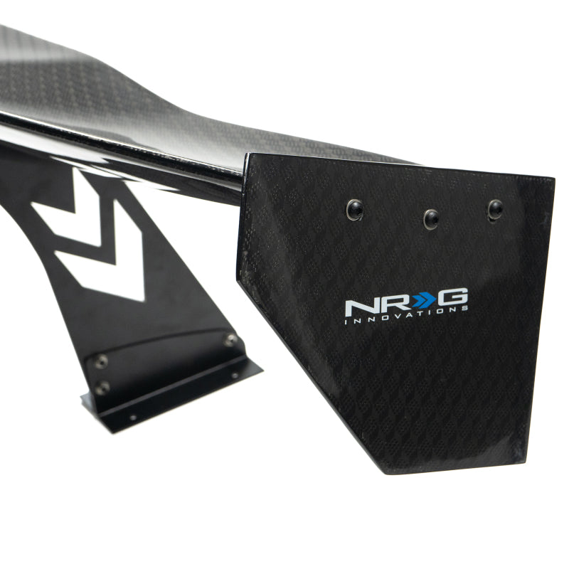 NRG CARB-A692NRG Carbon Fiber Spoiler - Universal (69in.) w/ Diamond Weave/NRG Logo Stand Cut Out/Lrg Side Plate