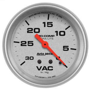 AutoMeter 4484 AutoMeter Gauge Vacuum 2-5/8in. 30Inhg Mechanical Ultra-Lite