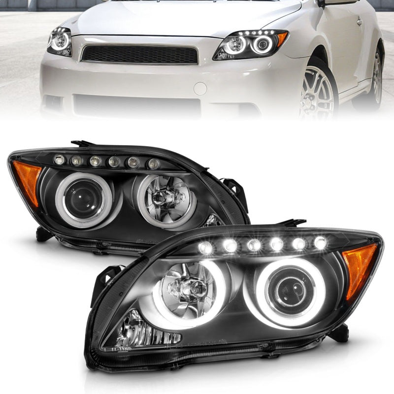 ANZO 121119 2010 fits Scion 05-20 Tc Projector Headlights w/ Halo Black (CCFL)