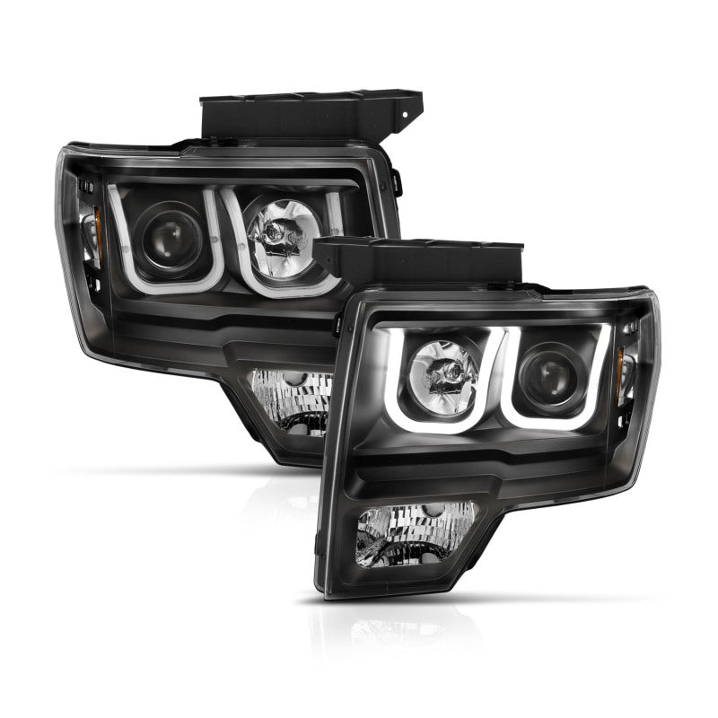 ANZO 111383 2014 fits Ford 09-20 F-150 Projector Headlights w/ U-Bar Switchback Black w/ Amber