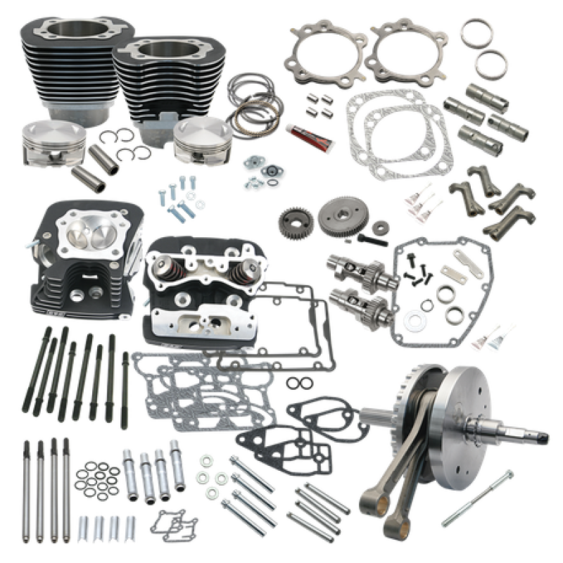 S&S 900-0569 Cycle 2007 BT w/ Balancer 124in Hot Set Up Kit - Wrinkle Black