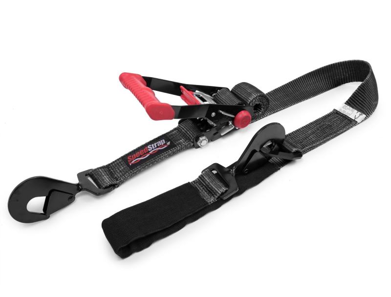 SpeedStrap 27001-US 2In x 8Ft Ratchet Tie Down w/ Twisted Snap Hooks & Axle Strap Combo - Blk