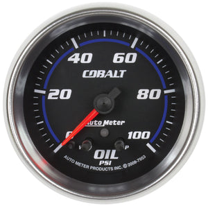 AutoMeter 7953 Autometer Cobalt Oil Pressure Gauge 2 5/8in 100PSI Stepper Motor w/ Peak and Warn