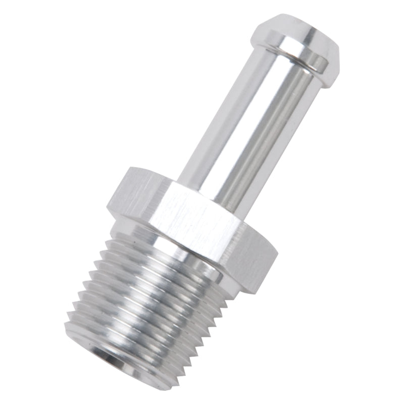 Edelbrock 8118 Hose End Straight 3/8In NPT to 3/8In Barb Clear Anodize