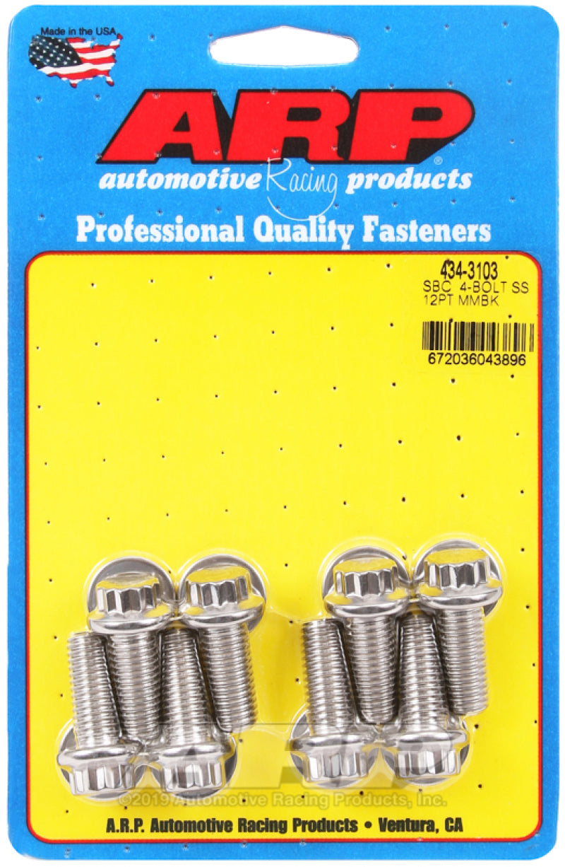 ARP 434-3103 SB fits Chevy 4-Bolt SS 12pt Motor Mount Bolt Kit