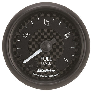AutoMeter 8010 Autometer GT Series 52mm Full Sweep Electronic 0-280 ohm Fuel Level Programmable Empty-Full Range