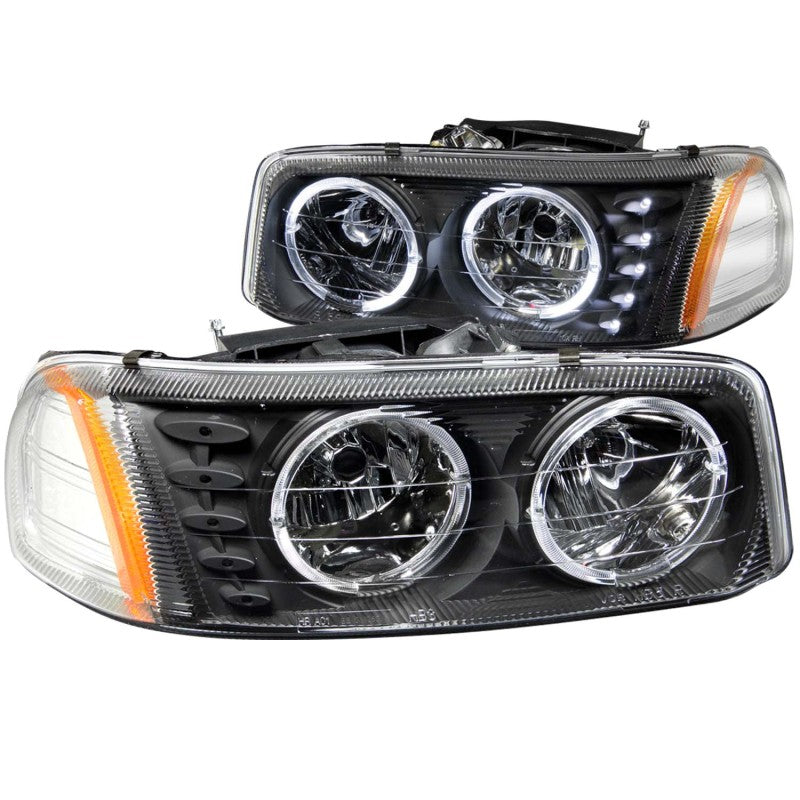 ANZO 111207 1906 Gmc Sierra 1500 Crystal Headlights w/ Halo and LED Black