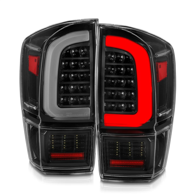 ANZO 311400 fits Toyota 16-21 Tacoma LED Tail Lights - w/ Light Bar Sequential Black Housing & Clear Lens