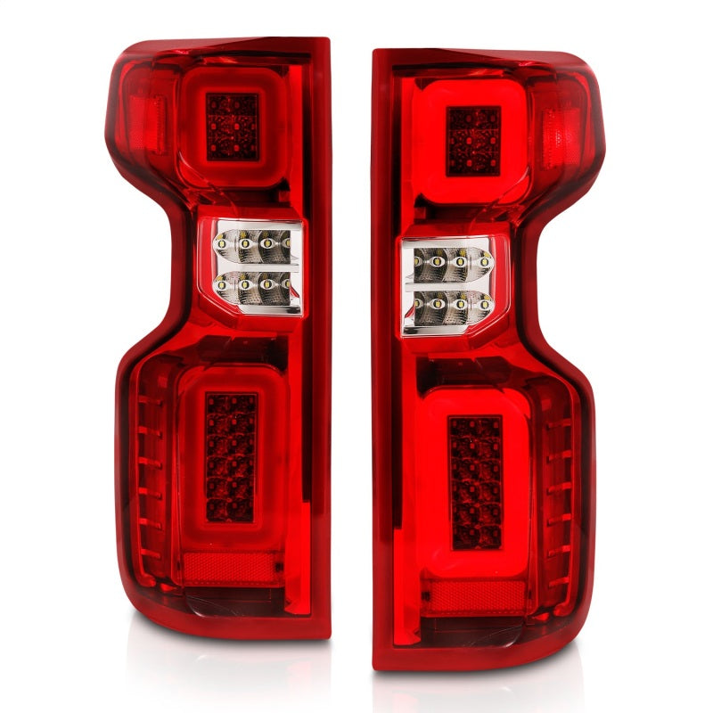 Anzo 311419 19-21 fits Chevy Silverado Work Truck Full LED Tailights Chrome Housing Red Lens G2(w/C Light Bars)