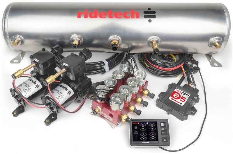 Ridetech 30534700 RidePro E5 Air Ride Control System 5 Gal Dual Compressor High Flow Big Red 3/8in Valves