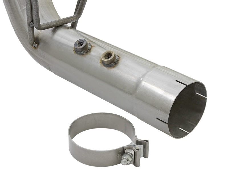 AFE 49-04086-P 4in DPF-Back Alum Steel Exhaust System w/Dual Exit Polished Tip