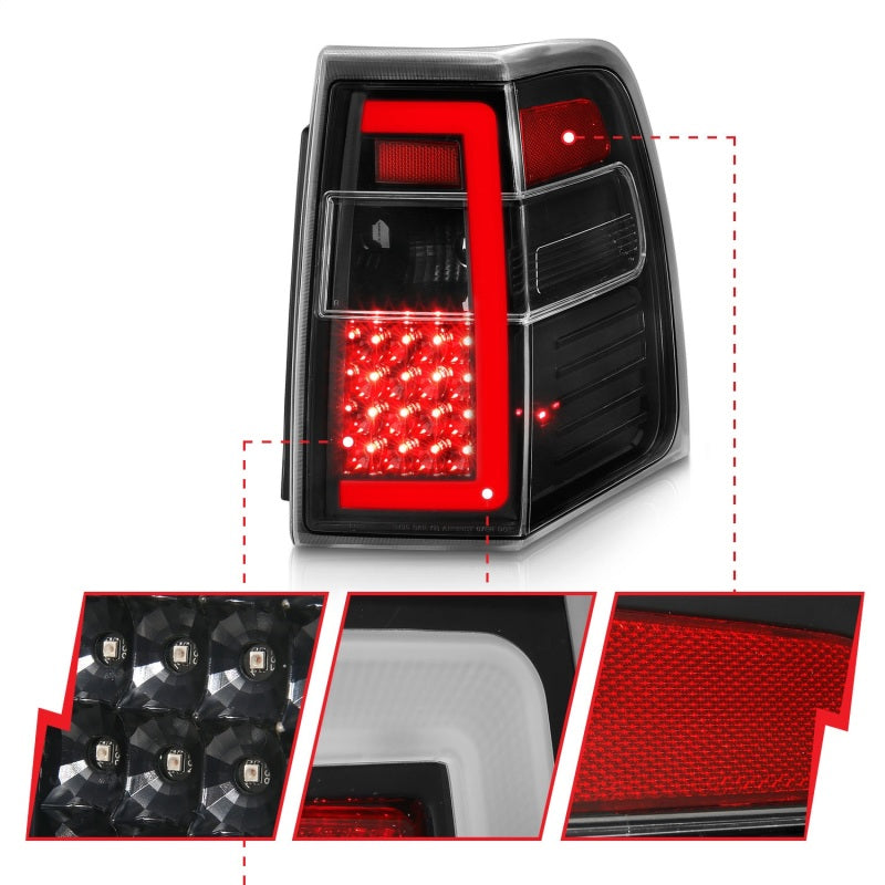 ANZO 311408 fits Ford 07-17 Expedition LED Taillights w/ Light Bar Black Housing Clear Lens