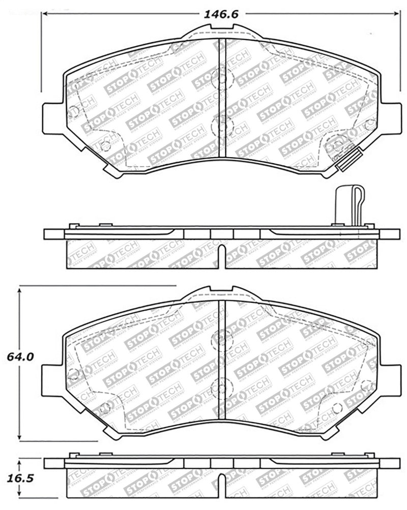 Stoptech 305.1273 Street Select Brake Pads - Rear