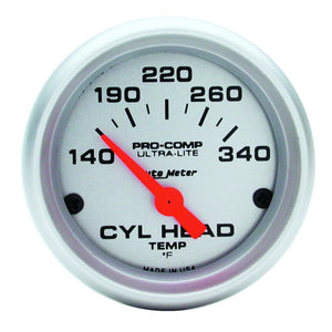AutoMeter 4336 AutoMeter Gauge Cylinder Head Temp 2-1/16in. 140-340 Deg. F Electric Ultra-Lite