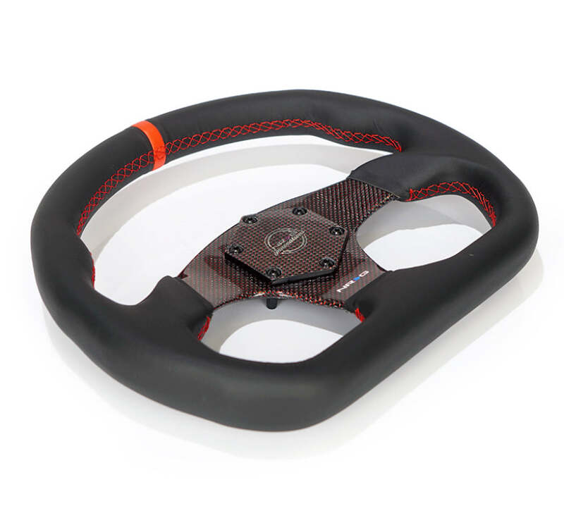 NRG RST-024CF RST-024CF/RD Carbon Fiber Flat Bottom Steering Wheel Red CF