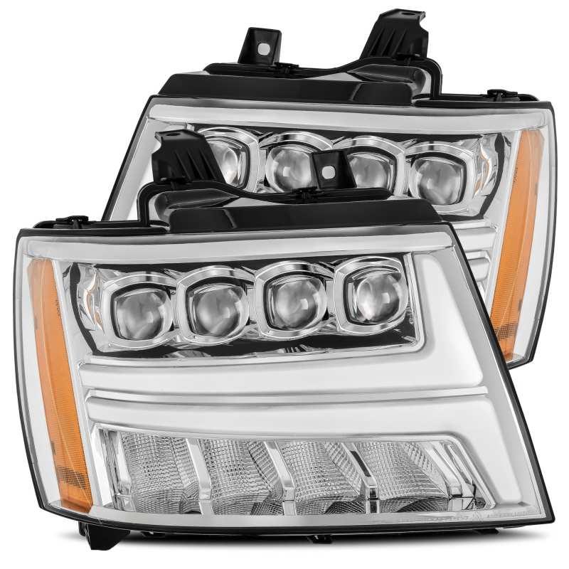 AlphaRex 880286 fits Chevy 07-13 Avalanche NOVA LED Proj Headlights Plank Style Design Chrome w/Activ Light/DRL