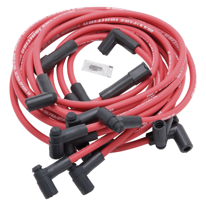 Edelbrock 22713 Spark Plug Wire Set fits SBC 78-86 V8 Hei 50 Ohm Resistance Red Wire (Set of 8)