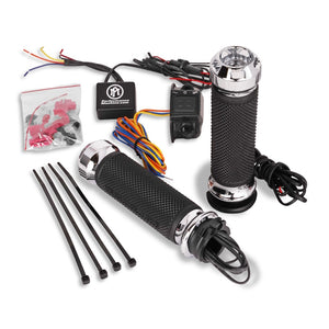 Performance 0063-2092-CH Machine FLHX Cable Apex Heated Grips - Chrome