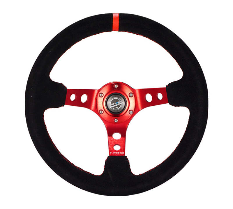 NRG RST-006S-RD RST-006S-RD Reinforced Steering Wheel Blk Leather/Red Stitch