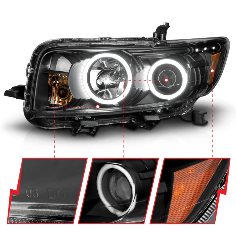 ANZO 121280 2010 fits Scion 08-20 Xb Projector Headlights w/ Halo Black