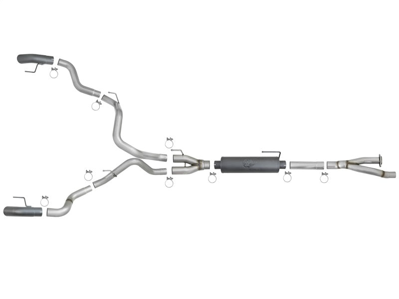AFE 49-33095-B orce-Xp Cat-Back Exhaust w/Dual Hi-Tuck Tips Black 17-18 fits Fo
