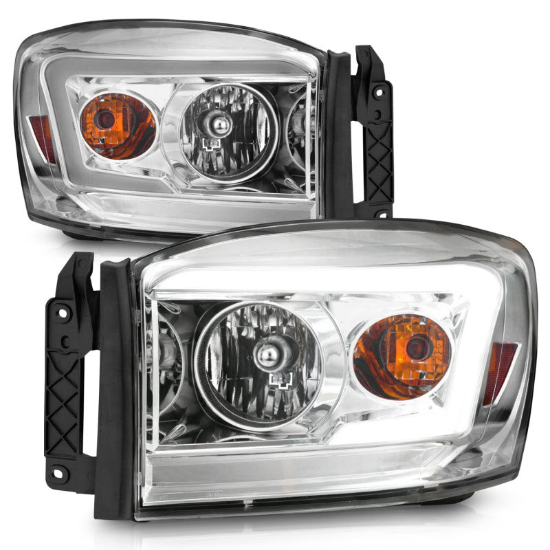 Anzo 111525 06-09 fits Dodge RAM 1500/2500/3500 Headlights Chrome Housing/Clear Lens (w/ Light Bars)