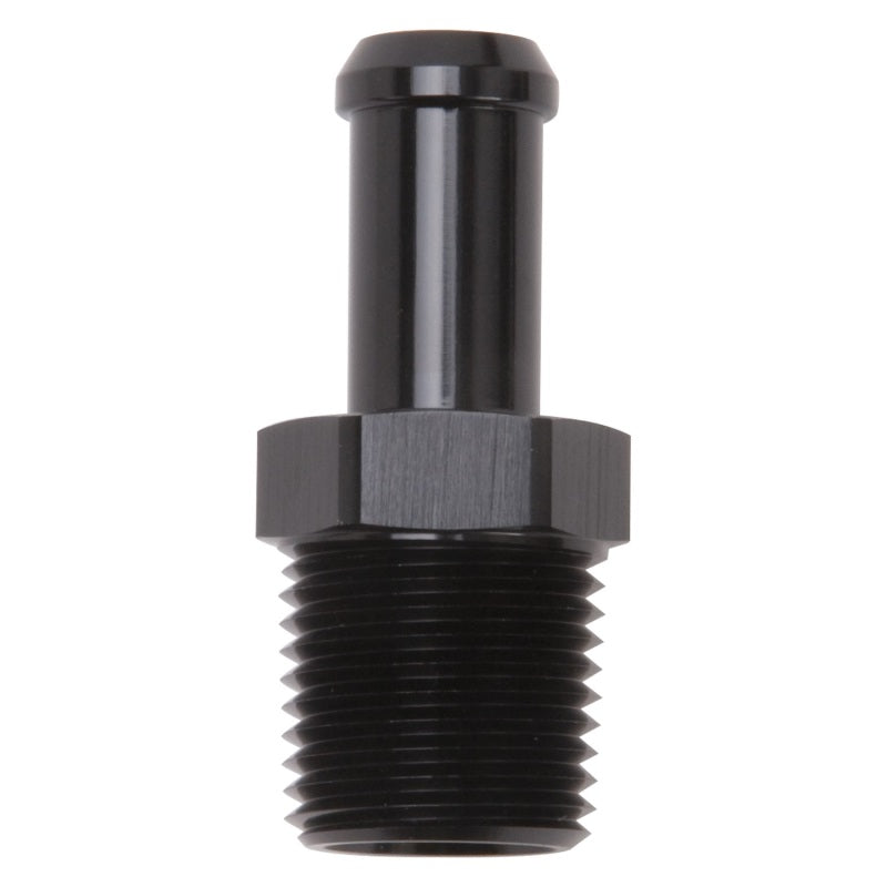 Edelbrock 8119 Hose End Straight 1/2In NPT to 1/2In Barb Black Anodize