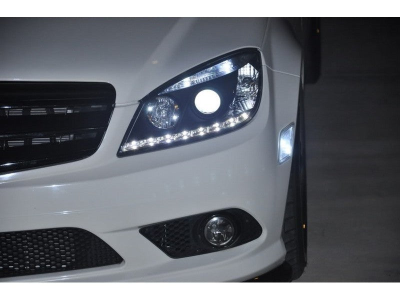 Spyder 5042262 fits Mercedes Benz C-Class Projector Headlights Halogen - DRL Bl