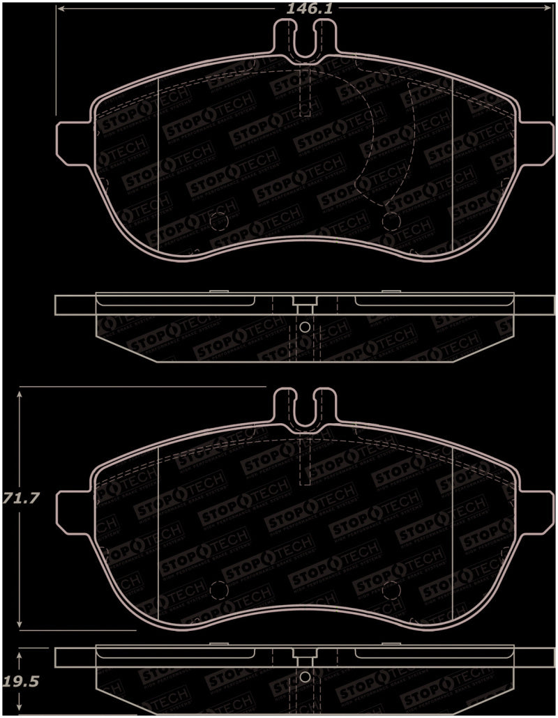 Stoptech 308.134 12-15 Mercedes Benz SLK250 Street Performance Front Brake Pads
